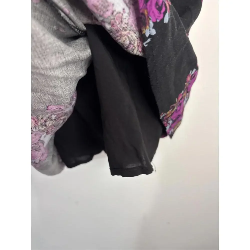 Free People Open Back Purple/Blk Slip Dress Asymmetrical Pockets‎ NWOT Gypsy XS